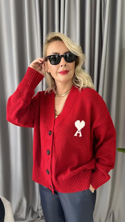 ORJİNAL LOGOLU KIRMIZI TRİKO HIRKA