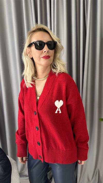 ORJİNAL LOGOLU KIRMIZI TRİKO HIRKA