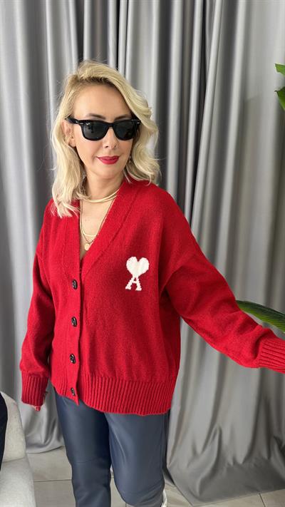 ORJİNAL LOGOLU KIRMIZI TRİKO HIRKA