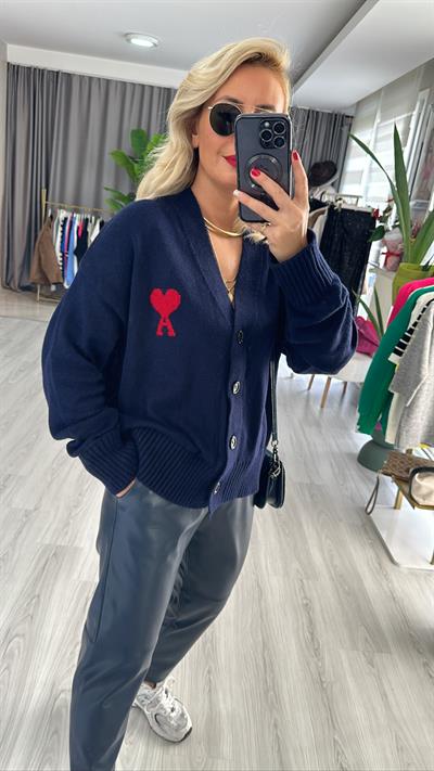 ORJİNAL LOGOLU LACİVERT TRİKO HIRKA