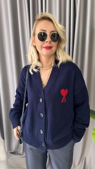 ORJİNAL LOGOLU LACİVERT TRİKO HIRKA