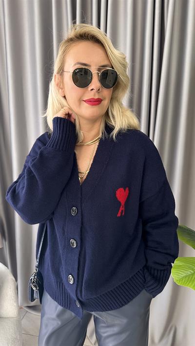 ORJİNAL LOGOLU LACİVERT TRİKO HIRKA