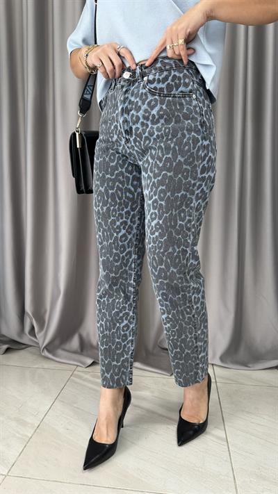 Orjinal Marka Boyfit Mavi Leopar Jean