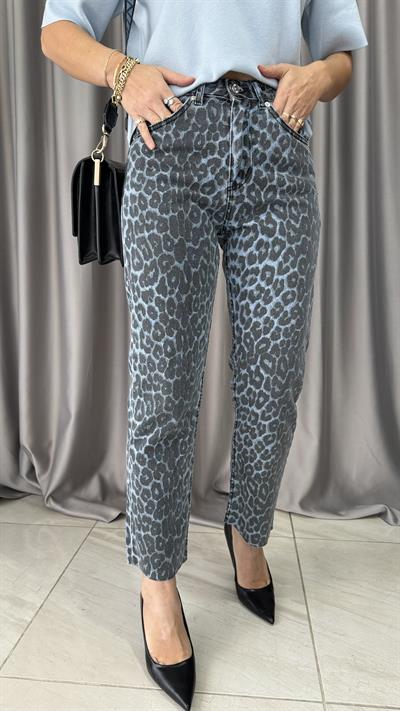 Orjinal Marka Boyfit Mavi Leopar Jean