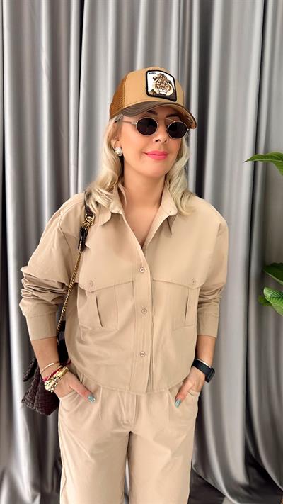 ORJİNAL MARKA, GABARDİN KUMAŞ, BEJ GÖMLEK