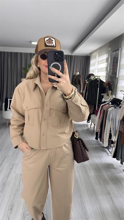 ORJİNAL MARKA, GABARDİN KUMAŞ, BEJ GÖMLEK