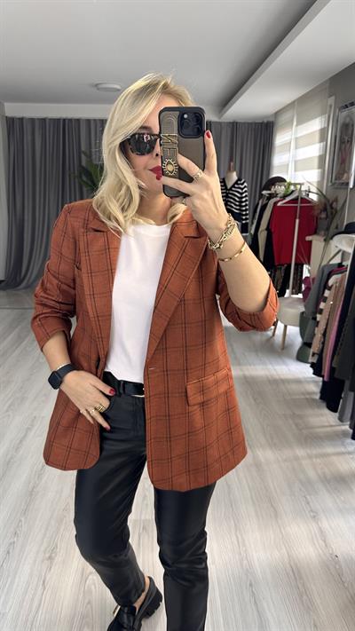 ORJİNAL MARKA, KARELİ, KİREMİT CEKET