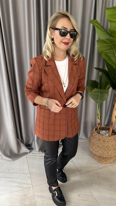 ORJİNAL MARKA, KARELİ, KİREMİT CEKET