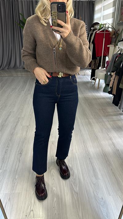 ORJİNAL MARKA KOYU LACİVERT LİKRALI BOYFİT JEAN