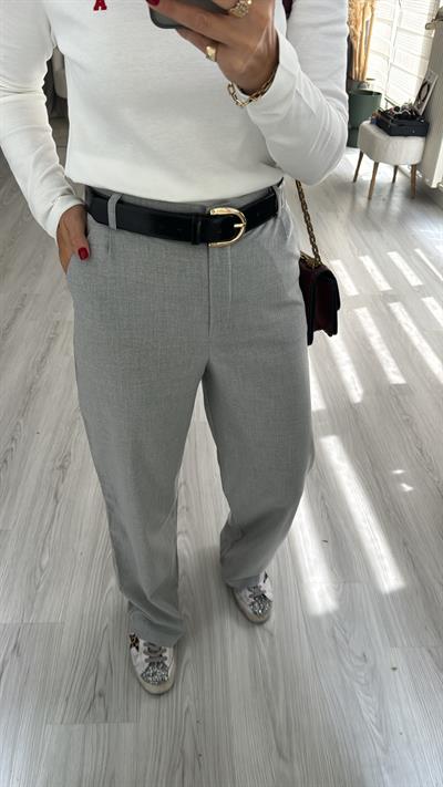 Orjinal Marka, Krep Kumaş, Gri Pantolon 