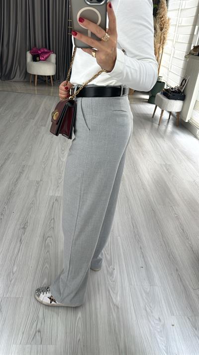 Orjinal Marka, Krep Kumaş, Gri Pantolon 