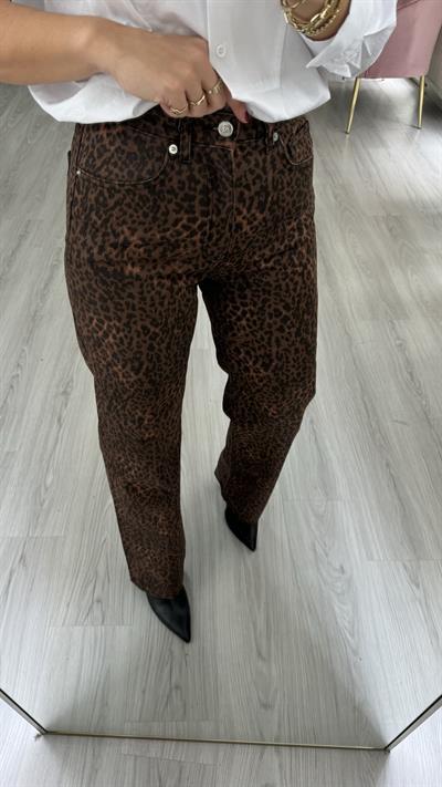 Orjinal Marka Leopar Desen Palazzo Jean