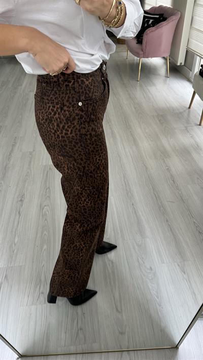 Orjinal Marka Leopar Desen Palazzo Jean