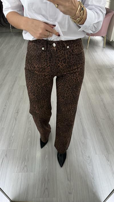 Orjinal Marka Leopar Desen Palazzo Jean