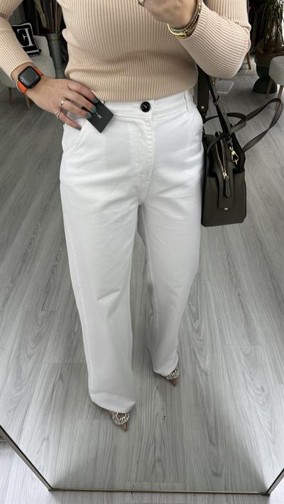 ORJİNAL MARKA LİKRALI BEYAZ PALAZZO PANTOLON