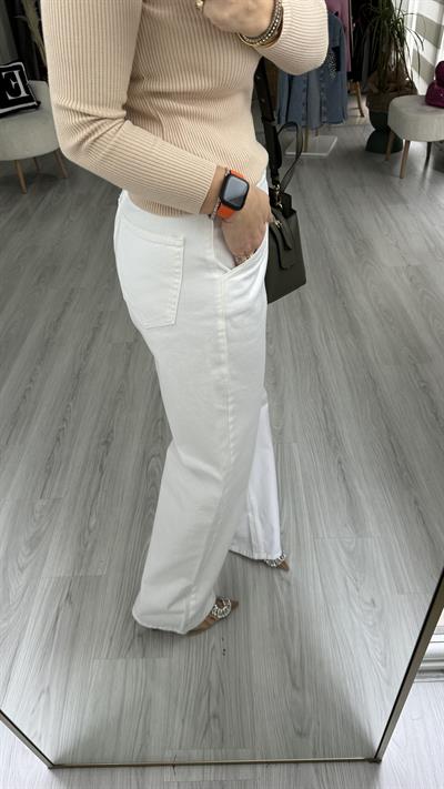 ORJİNAL MARKA LİKRALI BEYAZ PALAZZO PANTOLON