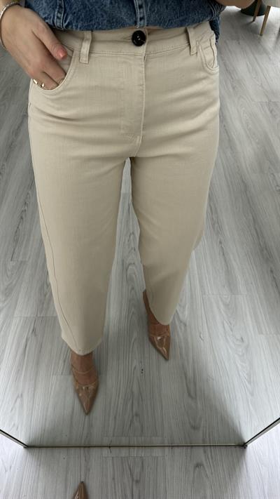 ORJİNAL MARKA LİKRALI BİNİCİ MODEL BEJ JEAN PANTOLON