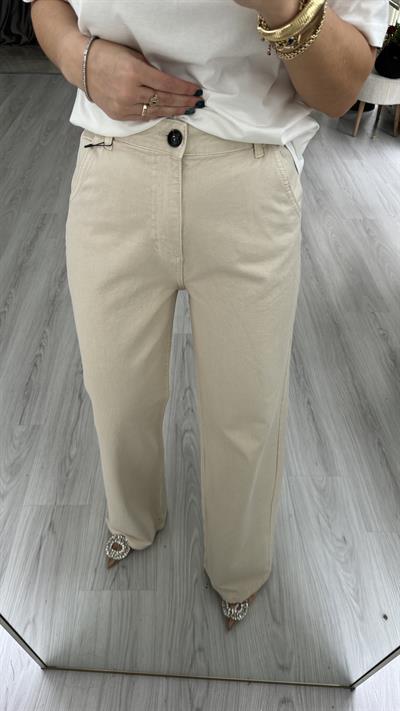 ORJİNAL MARKA LİKRALI TAŞ RENGİ PALAZZO JEAN PANTOLON 