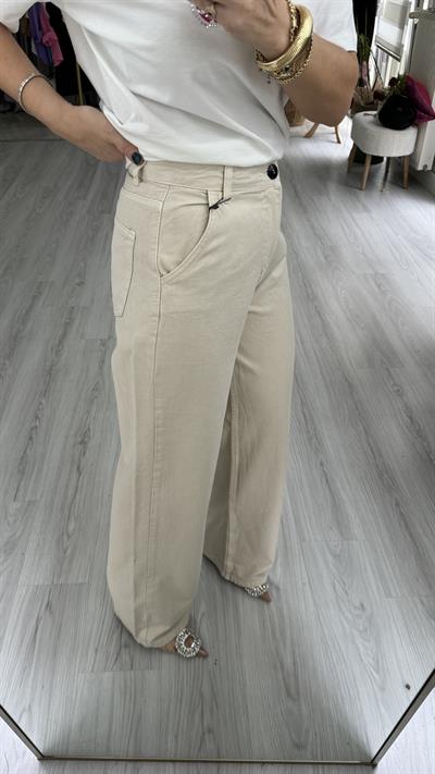 ORJİNAL MARKA LİKRALI TAŞ RENGİ PALAZZO JEAN PANTOLON 