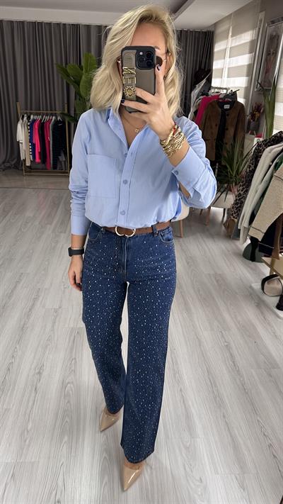 ORJİNAL MARKA MAVİ POPLİN GÖMLEK