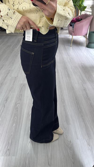 Orjinal Marka Önden Cep Detaylı Likralı Lacivert Jean