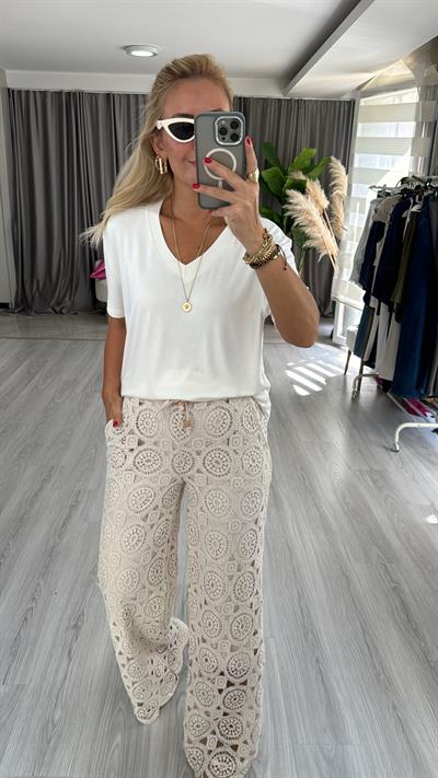 Orjinal Marka Pamuklu Ekru Tişört