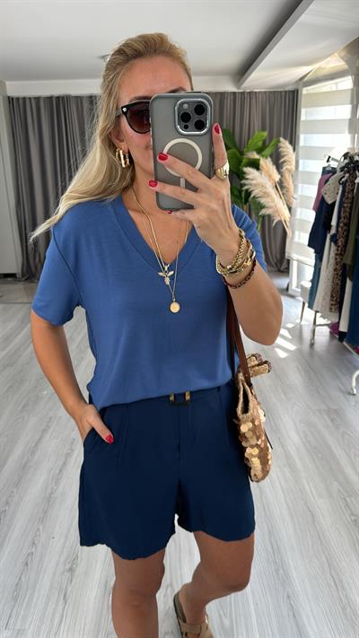 Orjinal Marka Pamuklu Lacivert Tişört