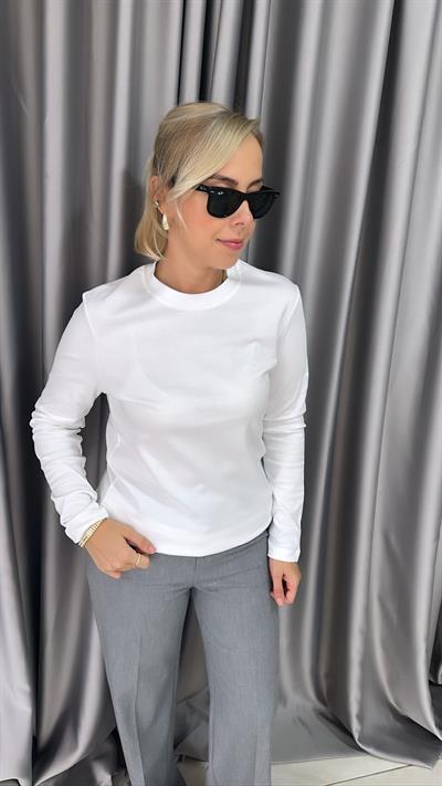 ORJİNAL MARKA PAMUKLU UZUN KOLLU BEYAZ TİŞÖRT