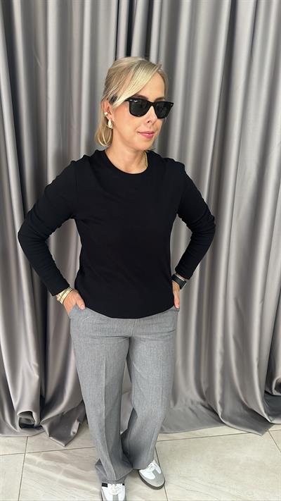 ORJİNAL MARKA PAMUKLU UZUN KOLLU SİYAH TİŞÖRT