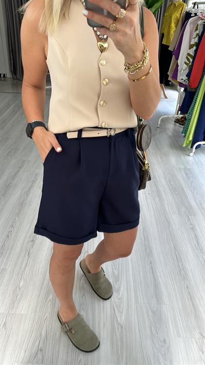 ORJİNAL MARKA ŞEHİR BOY, KEMERLİ, LACİVERT ŞORT