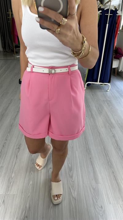 ORJİNAL MARKA ŞEHİR BOY, KEMERLİ, PEMBE ŞORT
