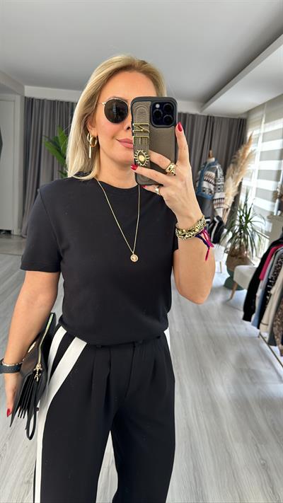 ORJİNAL MARKA SİYAH PAMUKLU BASİC TİŞÖRT