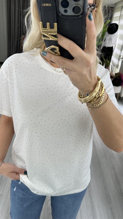 ORJİNAL MARKA TAŞ BASKI BEYAZ TİŞÖRT