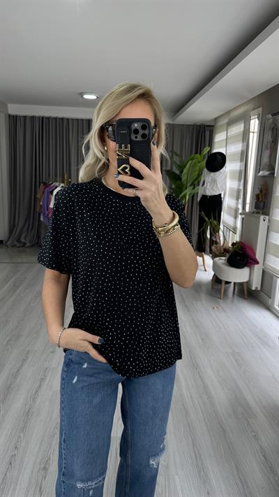 ORJİNAL MARKA TAŞ BASKI SİYAH TİŞÖRT