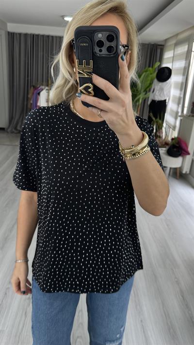 ORJİNAL MARKA TAŞ BASKI SİYAH TİŞÖRT