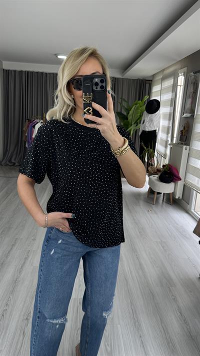 ORJİNAL MARKA TAŞ BASKI SİYAH TİŞÖRT