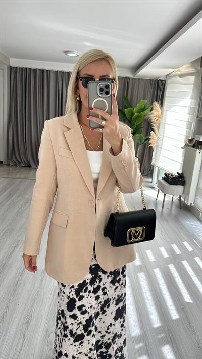 Orjinal Marka Tek Düğme Camel Ceket