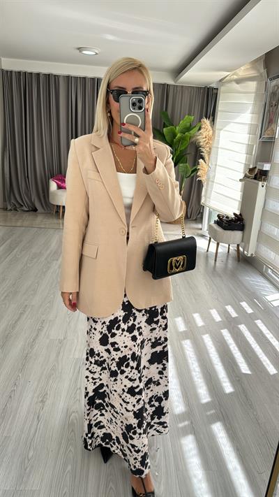 Orjinal Marka Tek Düğme Camel Ceket