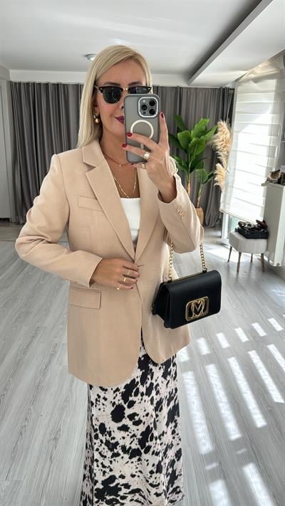 Orjinal Marka Tek Düğme Camel Ceket