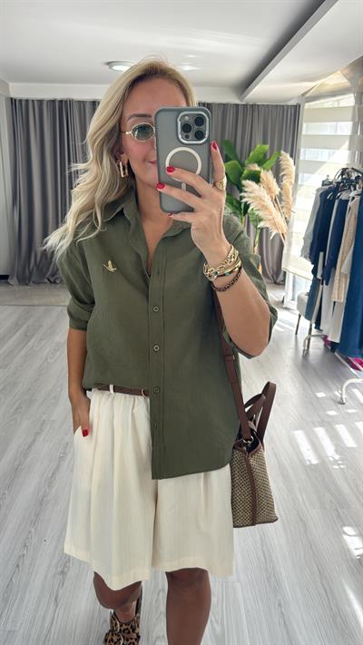 Orjinal Marka Tensel Haki Gömlek