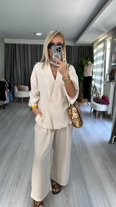 ORJİNAL MODEL %100 PAMUK BEJ TAKIM 