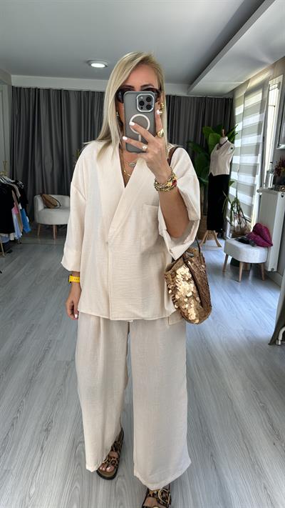 ORJİNAL MODEL %100 PAMUK BEJ TAKIM 