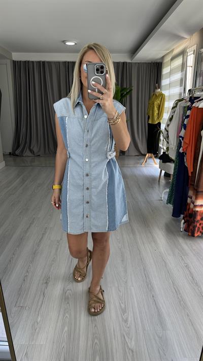 ORJİNAL MODEL ÇİFT RENK JEAN ELBİSE