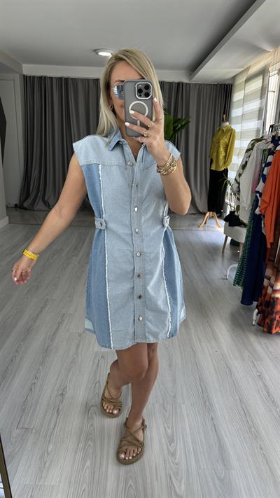 ORJİNAL MODEL ÇİFT RENK JEAN ELBİSE