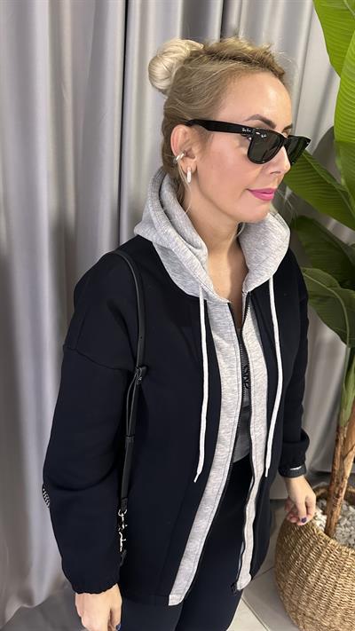 ORJİNAL MODEL FERMUARLI LACİVERT TASARIM SWEAT