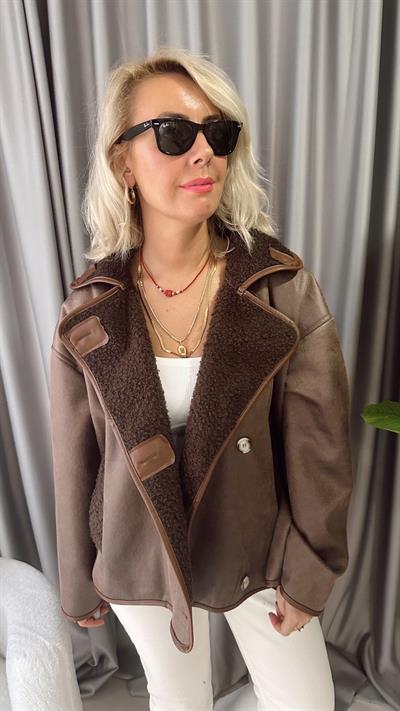 ORJİNAL MODEL İÇİ TEDDY DIŞI SÜET ACI KAHVE KABAN