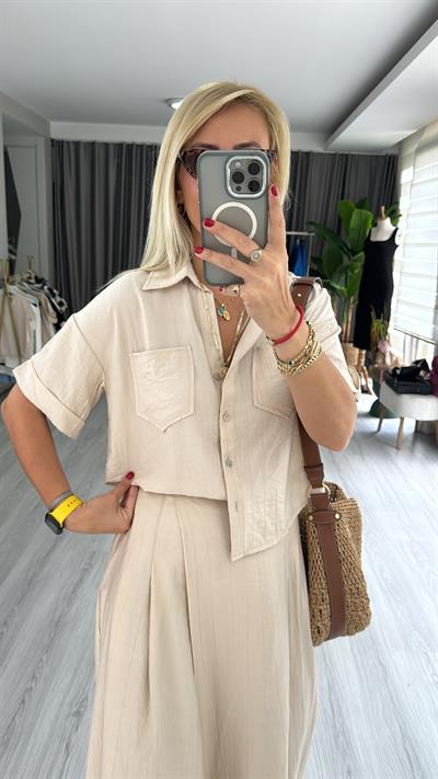 ORJİNAL MODEL KISA KOL BEJ TAKIM