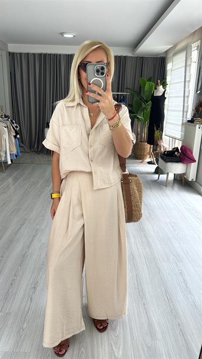 ORJİNAL MODEL KISA KOL BEJ TAKIM