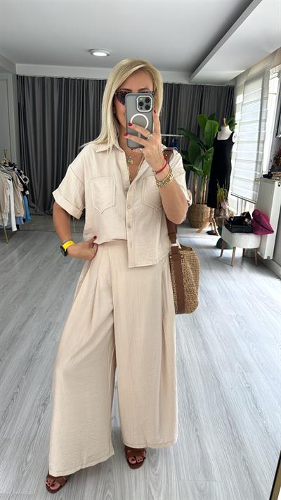 ORJİNAL MODEL KISA KOL BEJ TAKIM