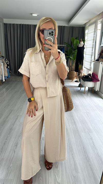 ORJİNAL MODEL KISA KOL BEJ TAKIM